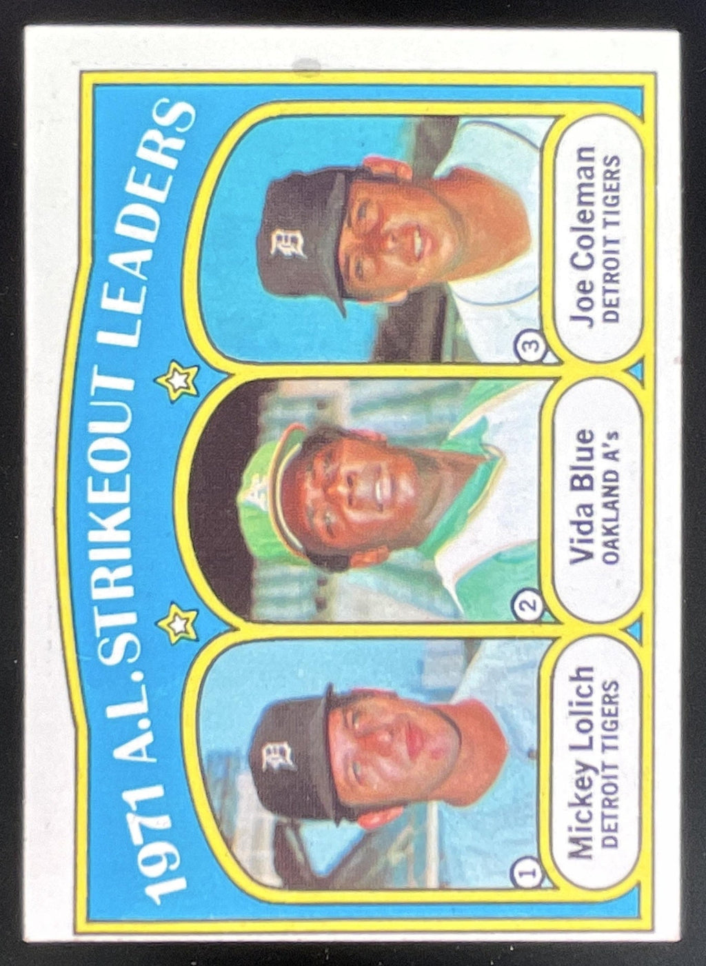 1972 Topps #96 Mickey Lolich Vida Blue Joe Coleman League Leaders product image 1, provided for visual reference and product