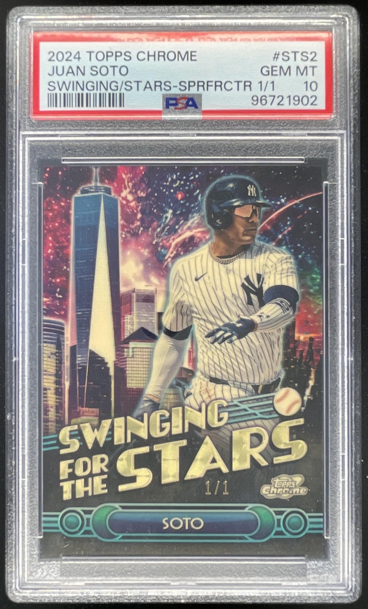 2024 Topps Chrome Swinging for the Stars Superfractor #STS2 Juan Soto 1/1 PSA 10 product image 1, provided for visual