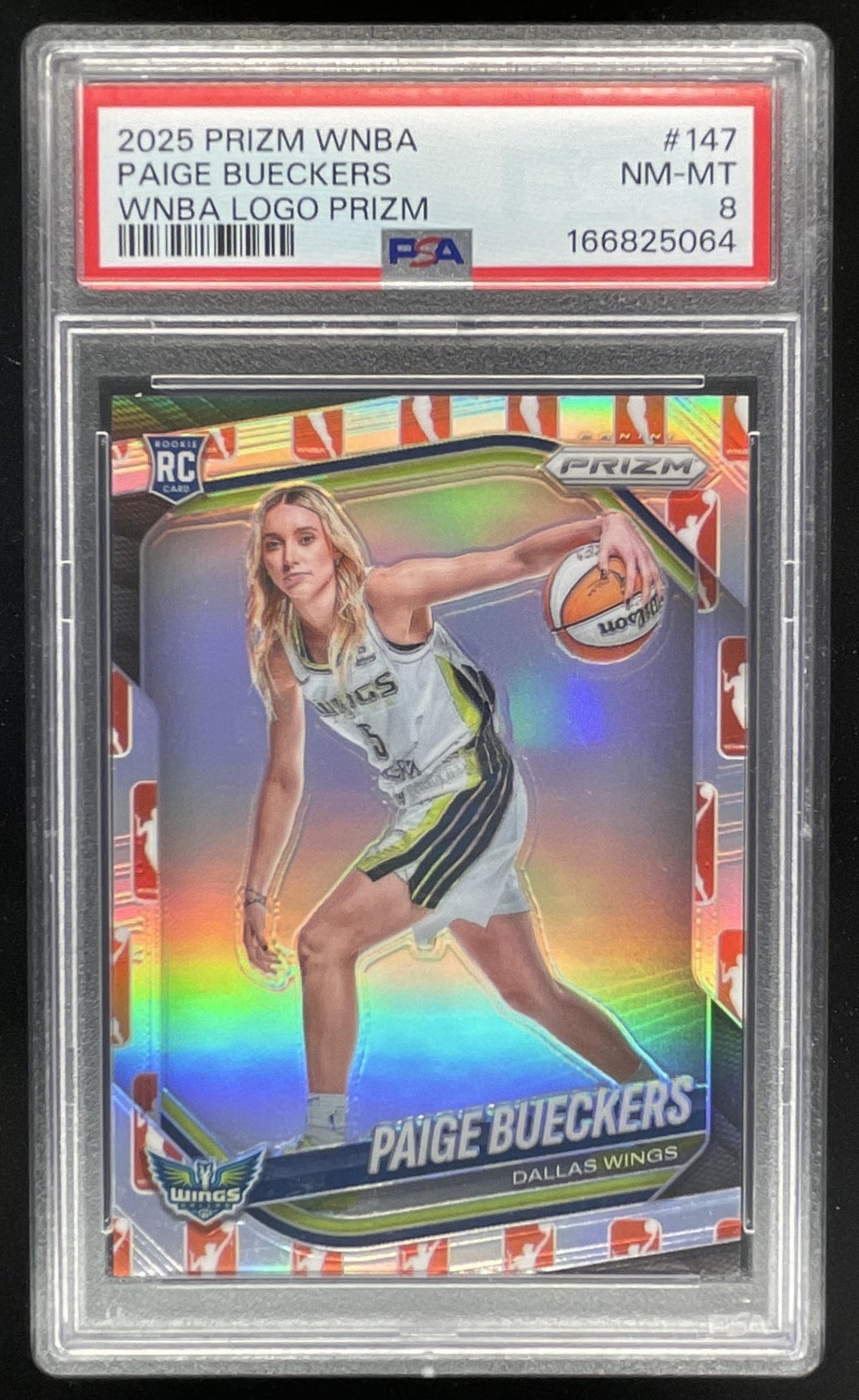 2025 Panini WNBA Prizm WNBA Logo Prizm #147 Paige Bueckers RC PSA 8 product image 1, provided for visual reference and