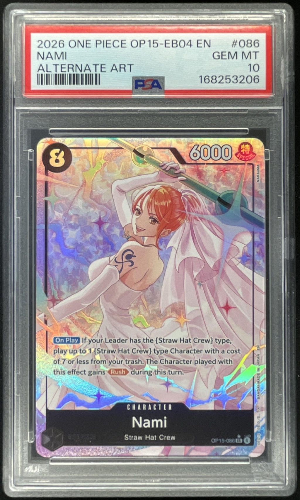 2026 One Piece Adventure on Kami's Island Alternate Art #OP15-086 Nami PSA 10 product image 1, provided for visual reference