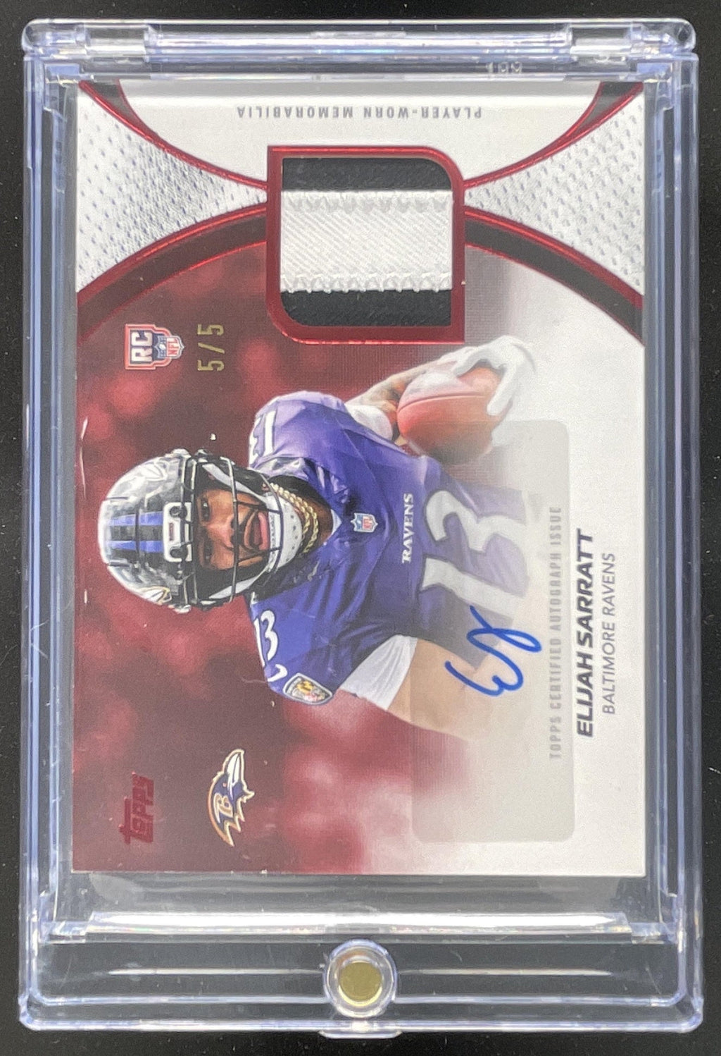 2026 Topps NFL Rookie Material Red #NFLRMA-ES Elijah Sarratt RC SSP Auto /5 product image 1, provided for visual reference