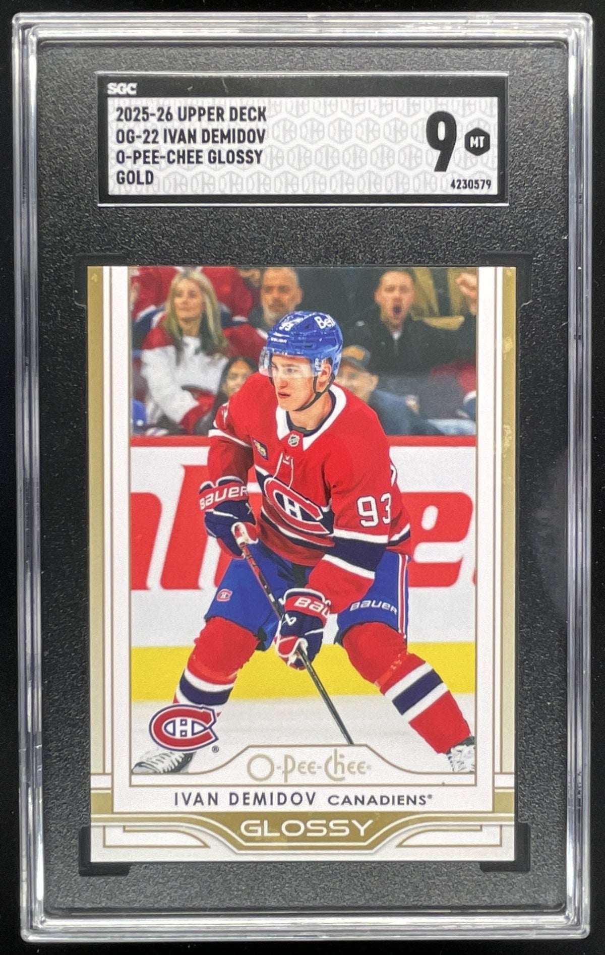 2025-26 Upper Deck Series 1 O Pee Chee Glossy Gold #OG-22 Ivan Demidov RC SGC 9 product image 1, provided for visual