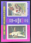 1975 Topps #195 1957s Mickey Mantle Hank Aaron MVP product image 1, provided for visual reference and product detail review