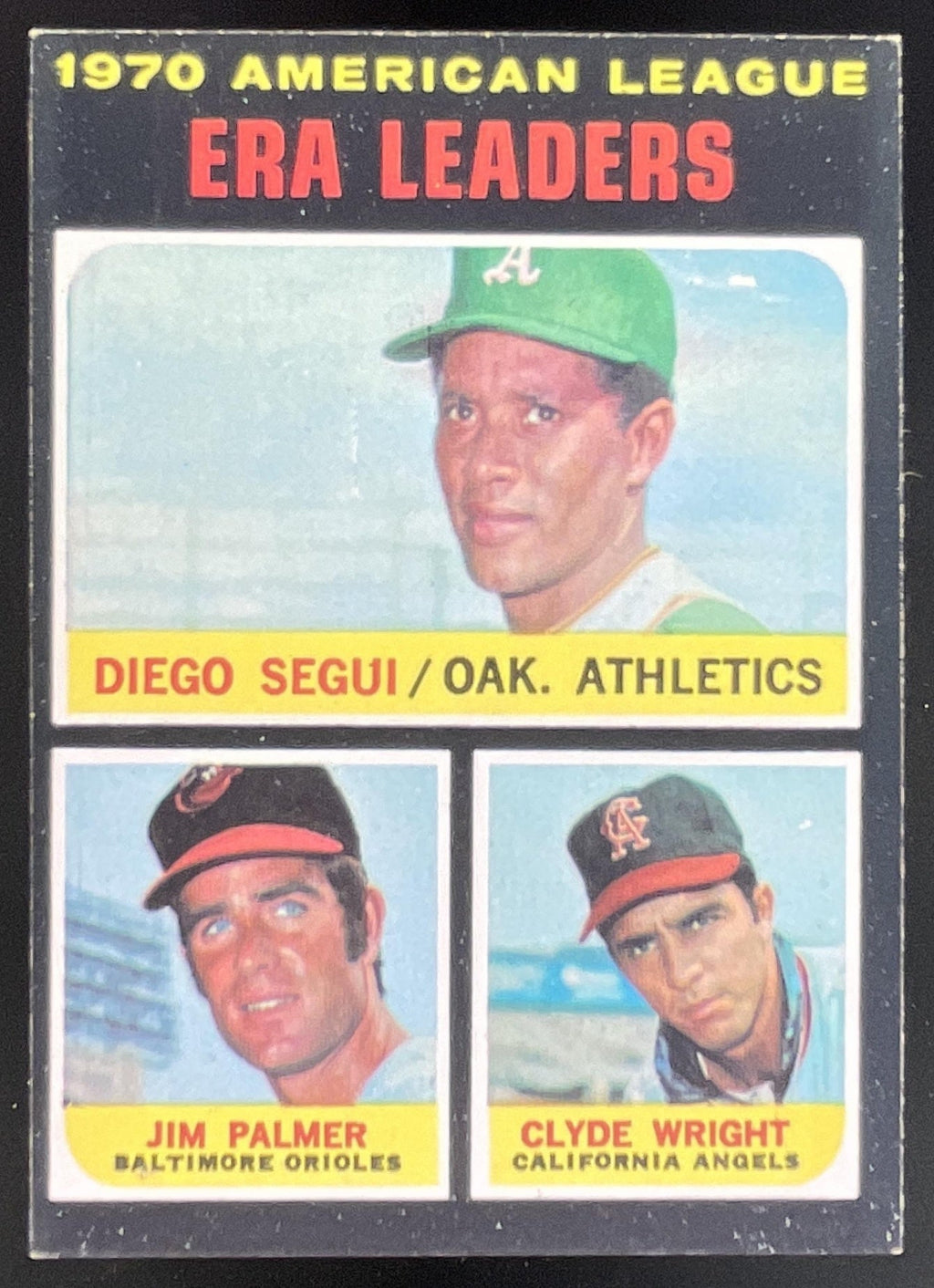 1971 Topps #67 American League ERA Leaders Diego Segui Jim Palmer Clyde Wright product image 1, provided for visual