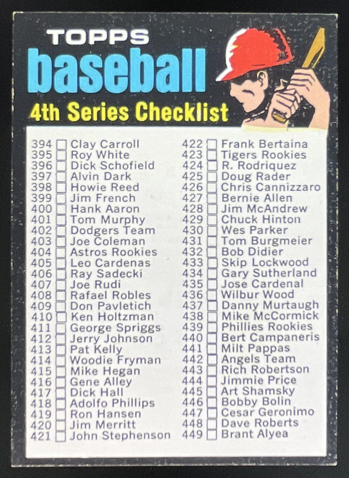 1971 Topps #369a Checklist: 394-523 VAR product image 1, provided for visual reference and product detail review