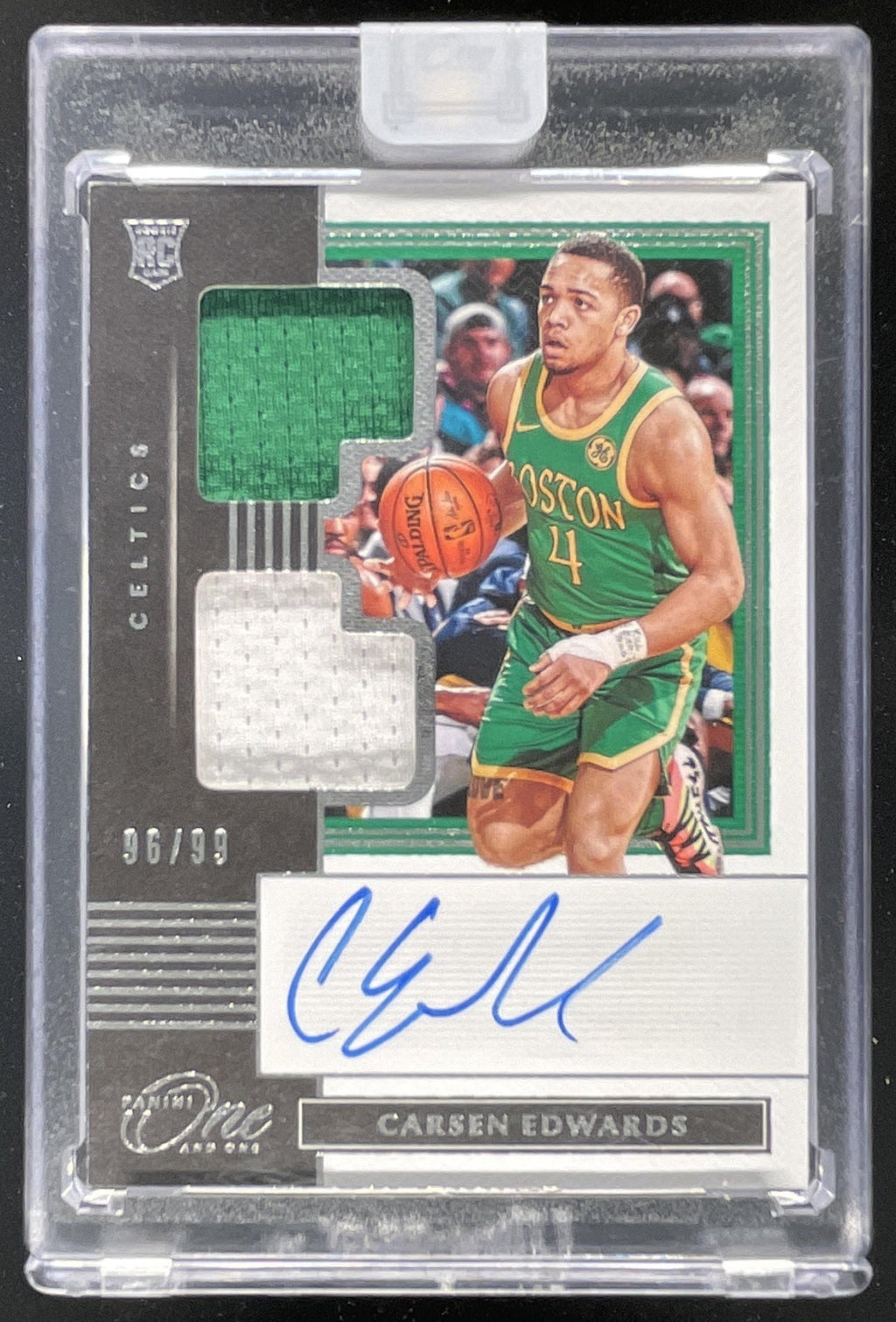 2019-20 Panini One and One Rookie Dual Jersey Auto Carsen Edwards RC Auto /99 product image 1, provided for visual reference