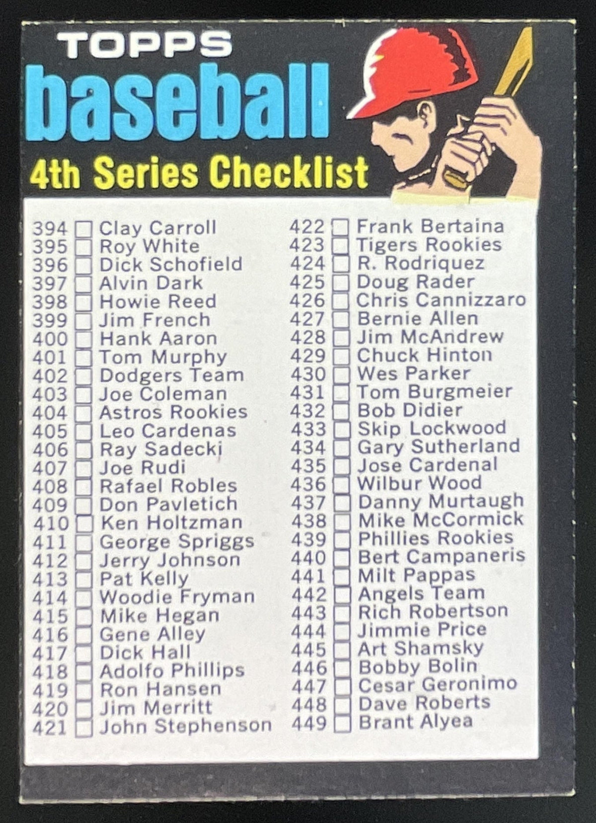 1971 Topps #369a Checklist: 394-523 VAR product image 1, provided for visual reference and product detail review
