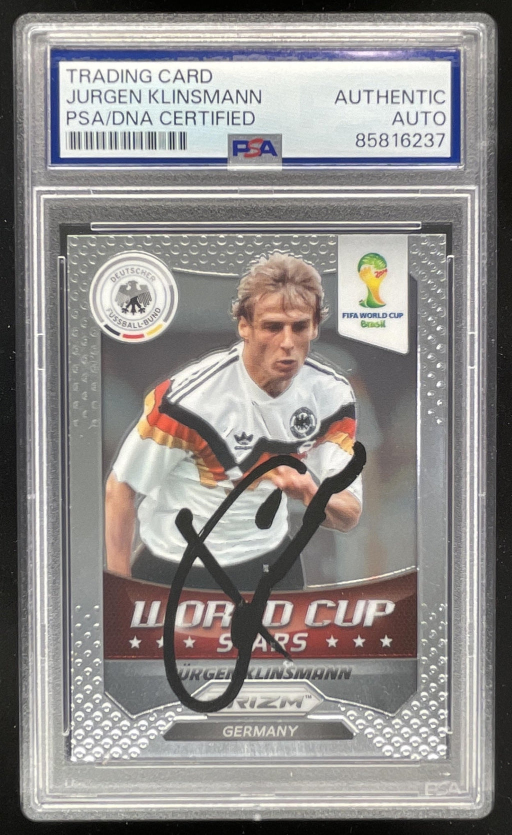 2014 Prizm FIFA World Cup Brazil #46 PSA DNA Authentic Jurgen Klinsmann product image 1, provided for visual reference and