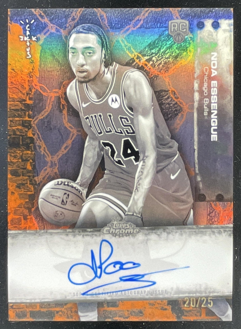 2025-26 Topps Chrome x Cactus Jack Orange #BV-NE Noa Essengue RC Auto /25 product image 1, provided for visual reference and