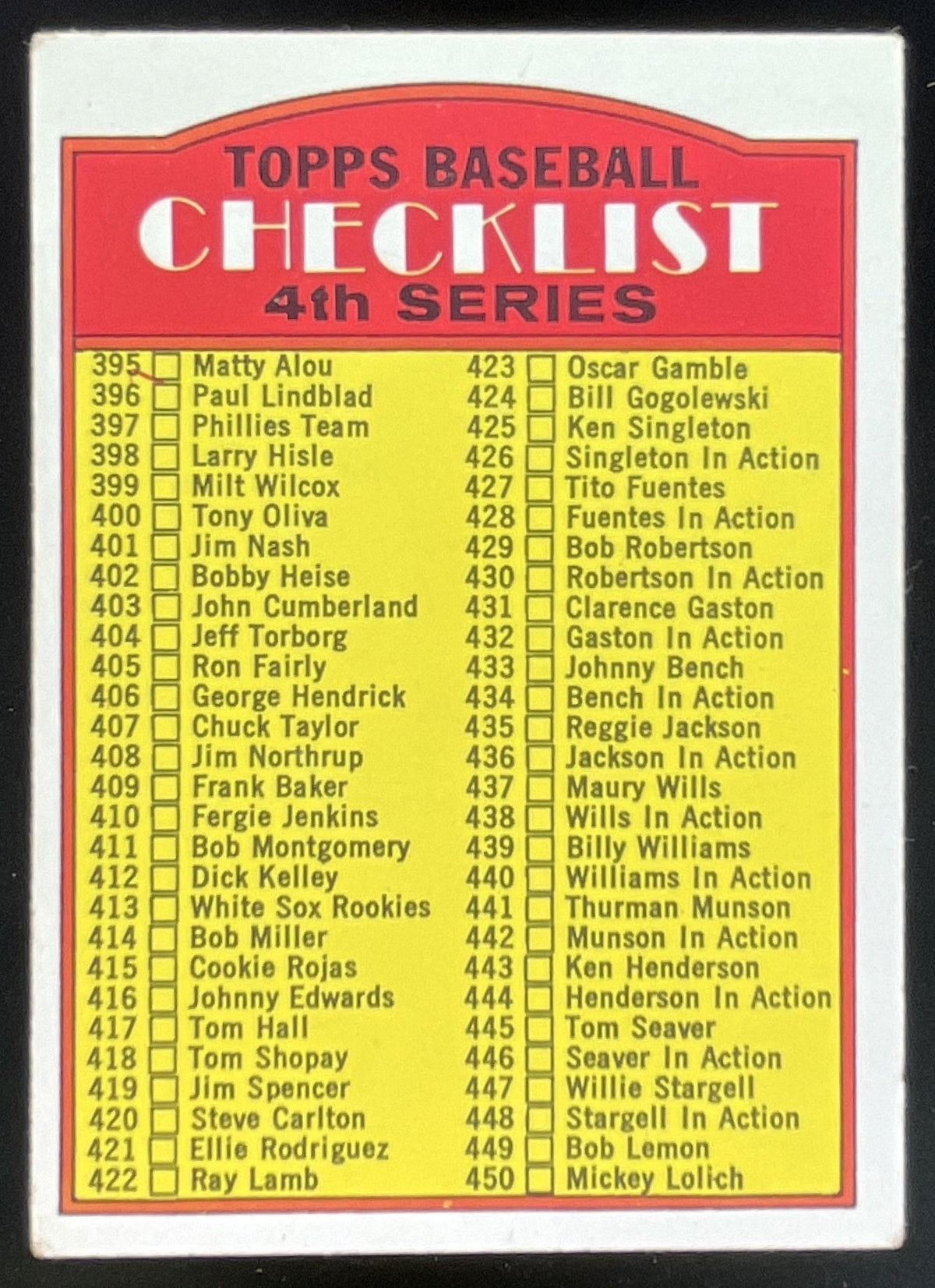 1972 Topps #378a Checklist 4th Series VAR product image 1, provided for visual reference and product detail review
