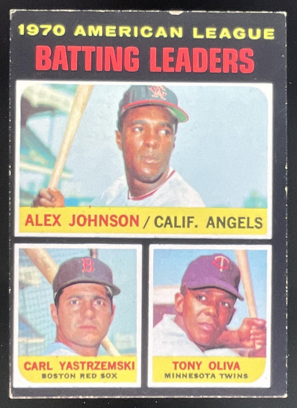 1971 Topps #61 American League Batting Alex Johnson Carl Yastrzemski Tony Oliva product image 1, provided for visual
