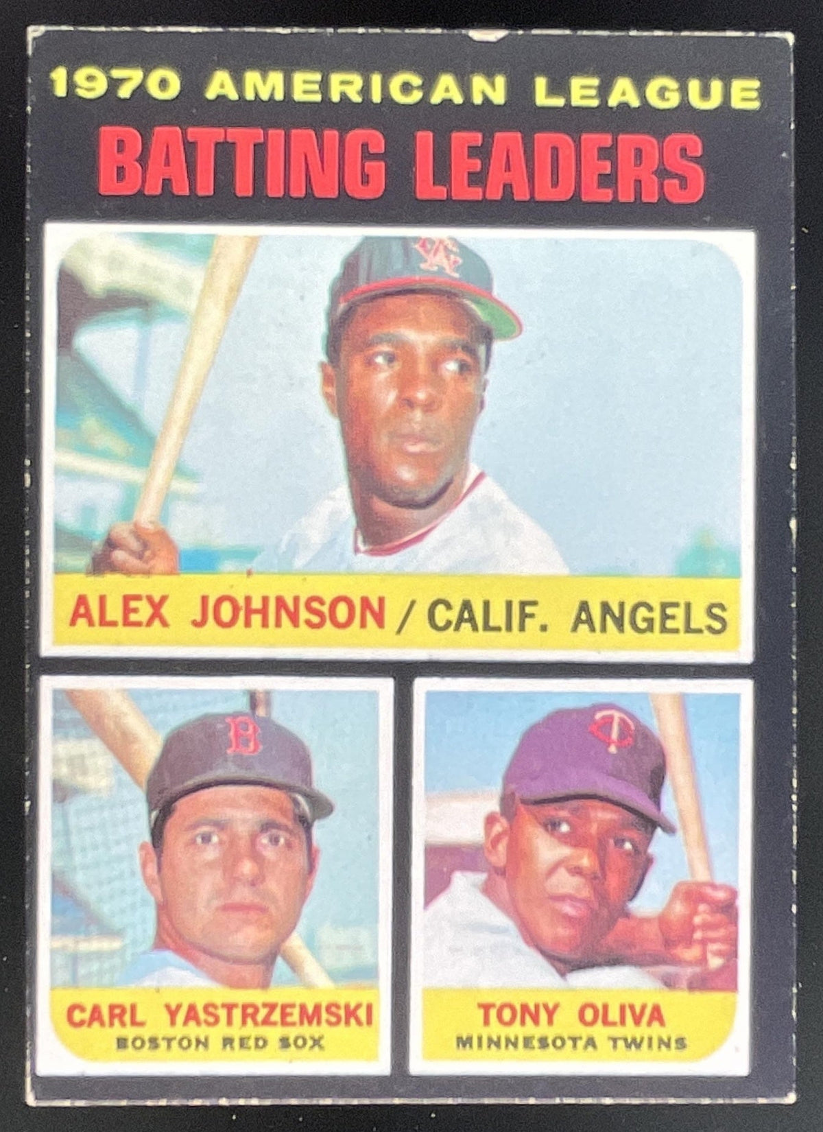1971 Topps #61 American League Batting Alex Johnson Carl Yastrzemski Tony Oliva product image 1, provided for visual