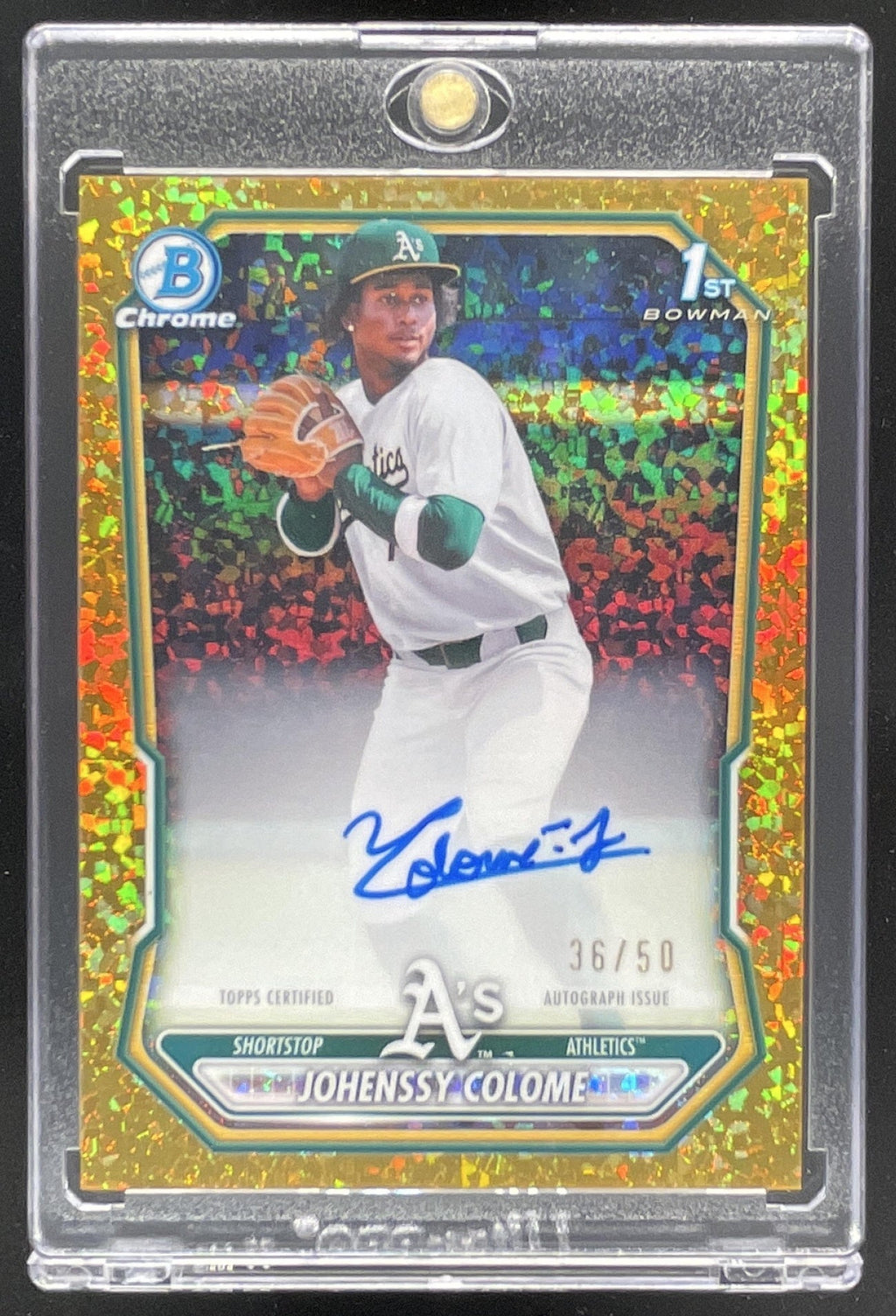 2026 Bowman Chrome Prospects Gold Mini-Diamond #JC Johenssy Colome RC Auto /50 product image 1, provided for visual