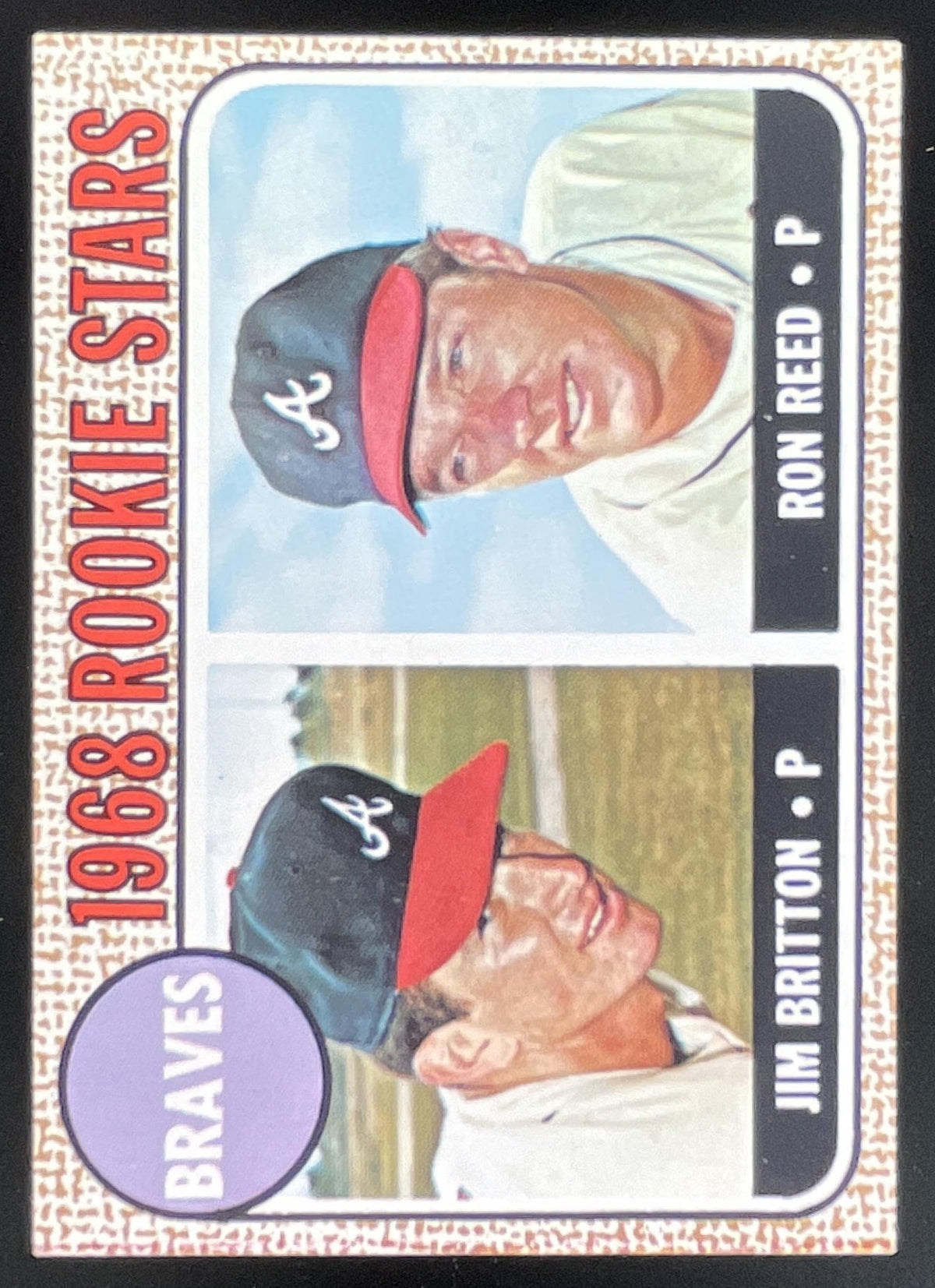 1968 Topps #76 Braves 1968 Rookie Stars Jim Britton Ron Reed RS, RC product image 1, provided for visual reference and