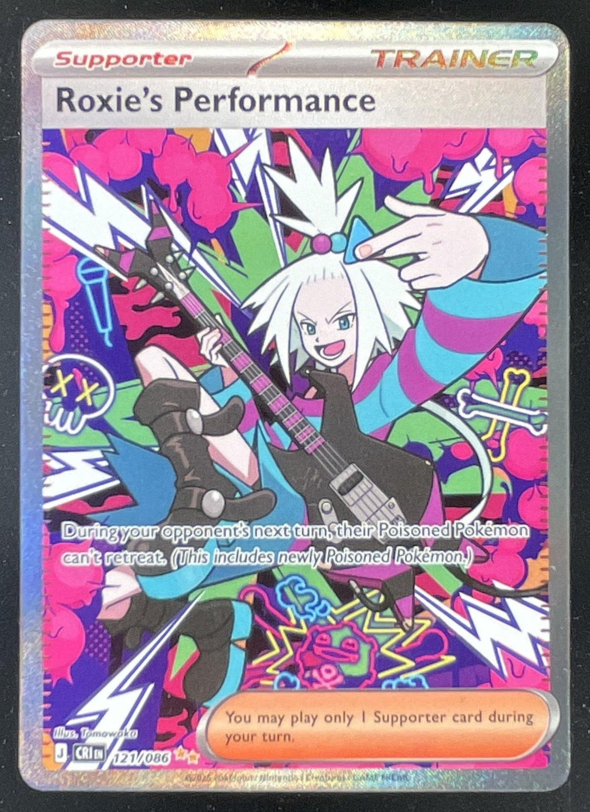 2026 Pokemon Mega Evolution Chaos Rising #121/086 Roxie's Performance product image 1, provided for visual reference and