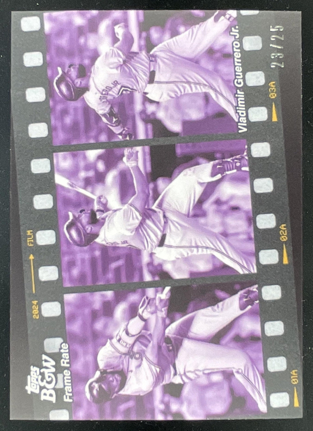 2024 Topps Black & White Frame Rate Purple #FR1 Vladimir Guerrero Jr./25 product image 1, provided for visual reference and