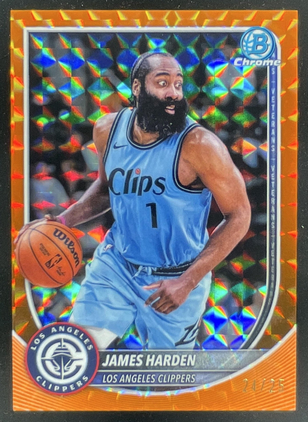 2025-26 Bowman Chrome Orange Geometric Refractor #BCV-119 James Harden /25 product image 1, provided for visual reference