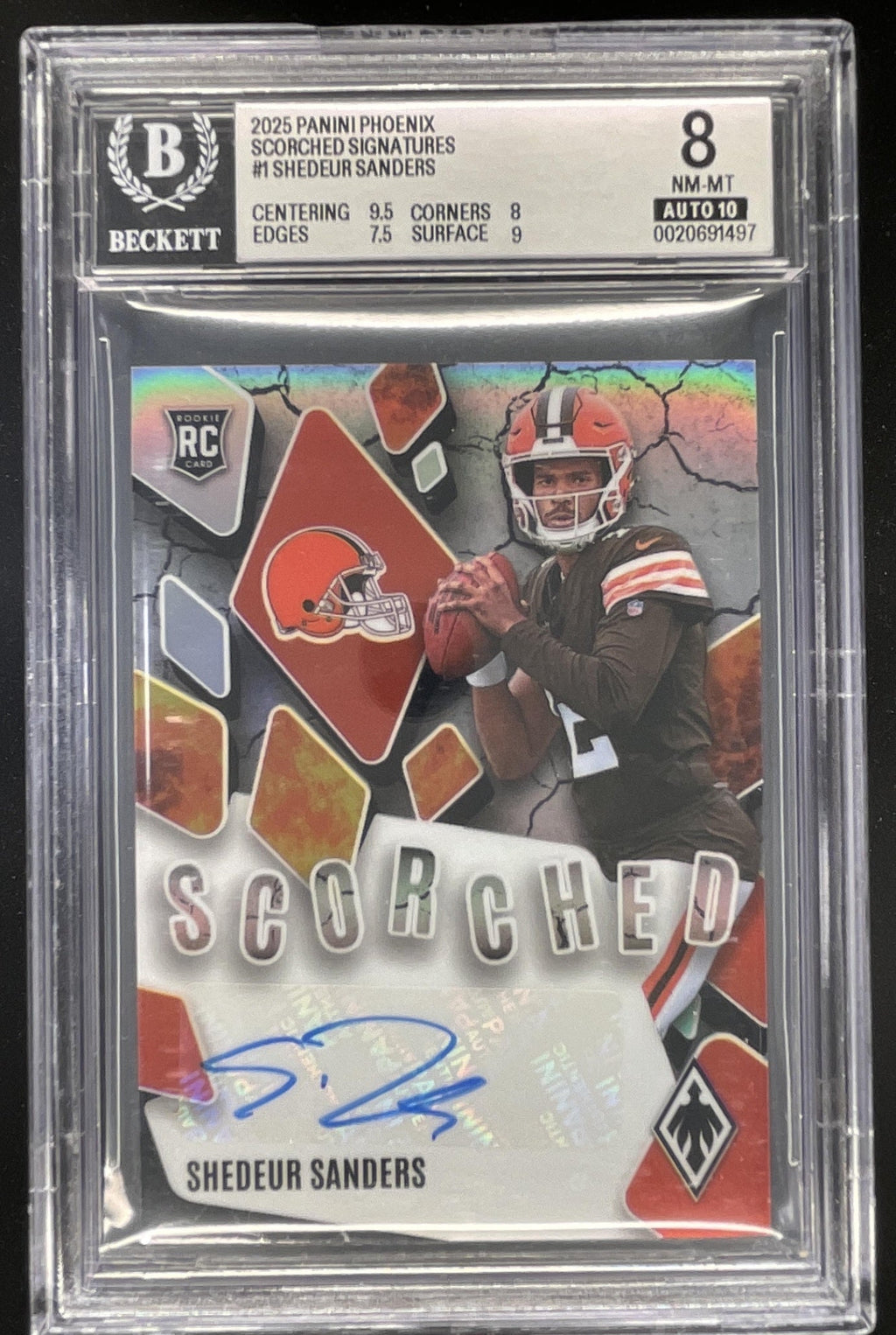 2025 Phoenix Scorched Signatures #SCS-SSS Shedeur Sanders RC Auto /49 BGS 8 product image 1, provided for visual reference