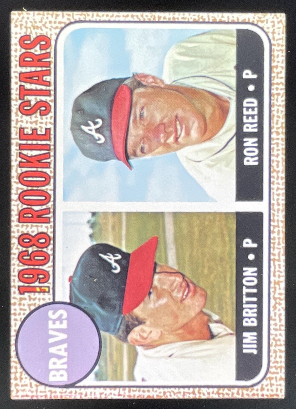 1968 Topps #76 Braves 1968 Rookie Stars Jim Britton Ron Reed RS, RC product image 1, provided for visual reference and