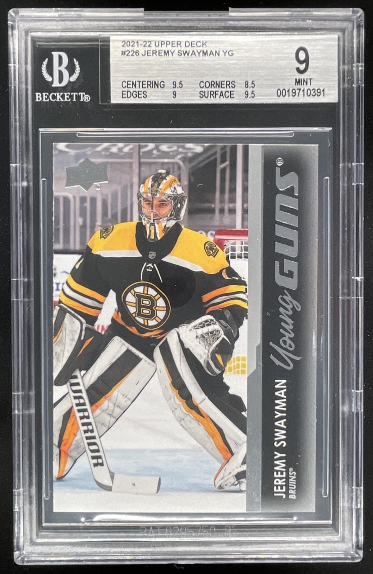 2021-22 Upper Deck #226 Jeremy Swayman Young Guns RC BGS 9 product image 1, provided for visual reference and product detail