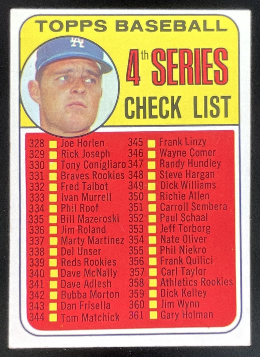 1969 Topps #314 4th Series Check List: 328-425 Don Drysdale product image 1, provided for visual reference and product